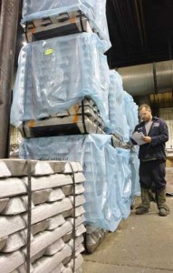 Aluminum Ingots Undergoing Inspection